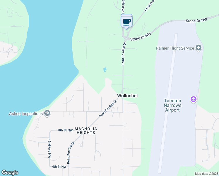 map of restaurants, bars, coffee shops, grocery stores, and more near 1212 Point Fosdick Drive in Gig Harbor