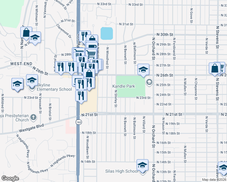 map of restaurants, bars, coffee shops, grocery stores, and more near 2314 North Shirley Street in Tacoma