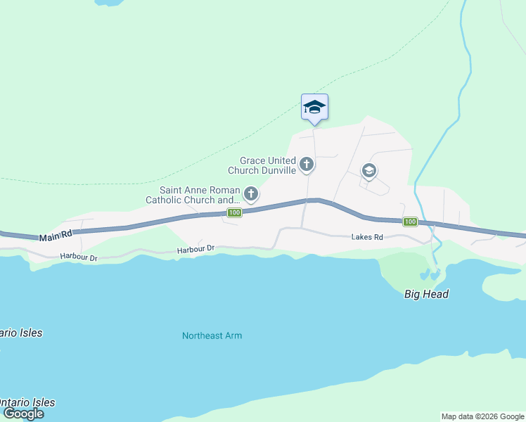 map of restaurants, bars, coffee shops, grocery stores, and more near 1241 Newfoundland and Labrador 100 in Dunville