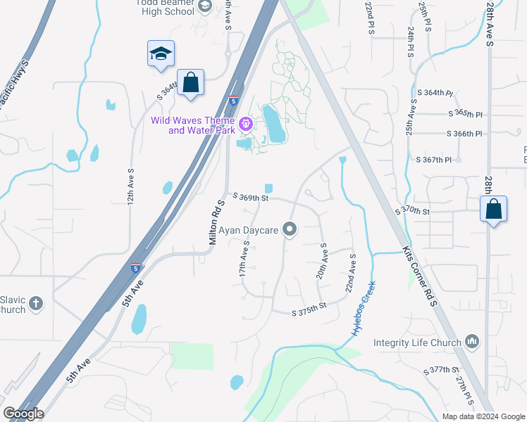 map of restaurants, bars, coffee shops, grocery stores, and more near 36918 17th Avenue South in Federal Way