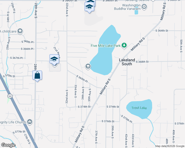 map of restaurants, bars, coffee shops, grocery stores, and more near 3525 South 368th Place in Auburn