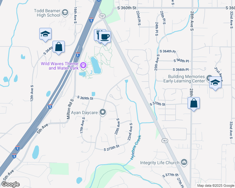 map of restaurants, bars, coffee shops, grocery stores, and more near 2043 South 368th Place in Federal Way