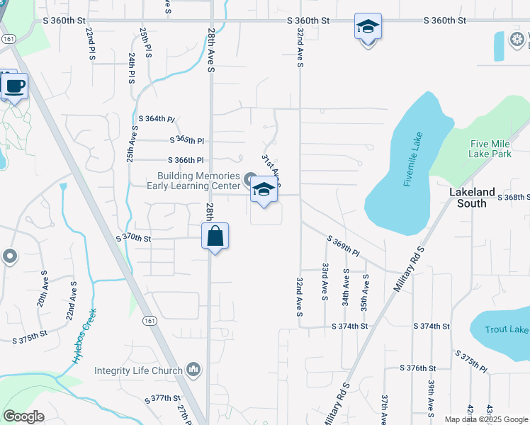 map of restaurants, bars, coffee shops, grocery stores, and more near 3015 South 368th Street in Federal Way