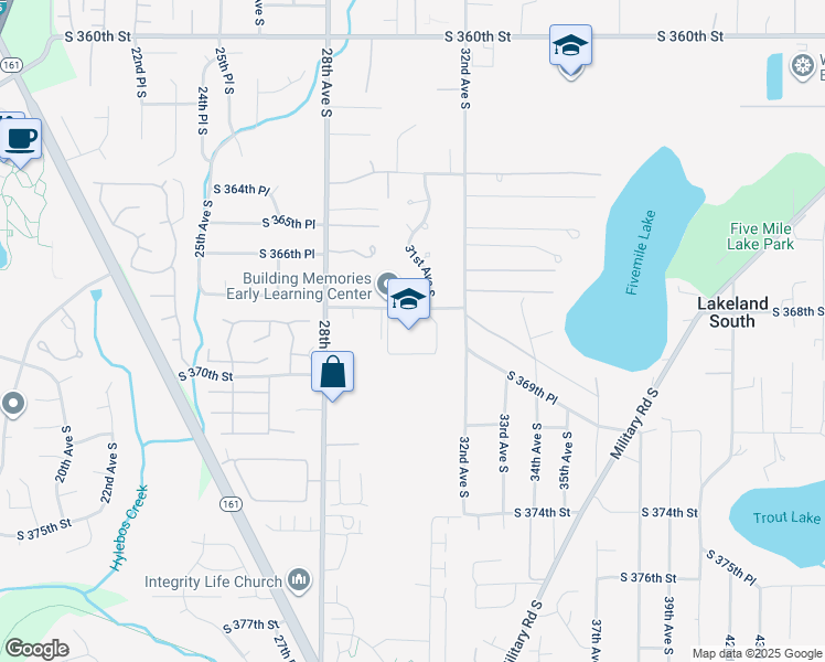map of restaurants, bars, coffee shops, grocery stores, and more near 3015 South 368th Street in Auburn