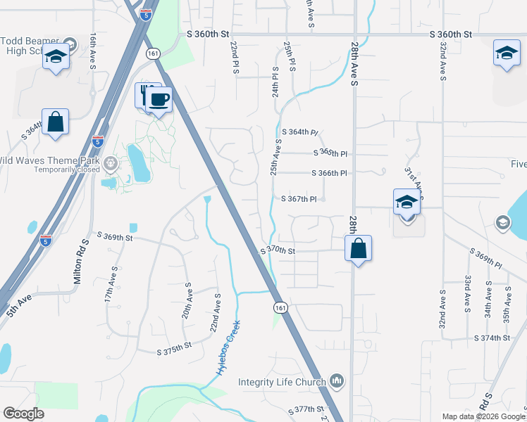 map of restaurants, bars, coffee shops, grocery stores, and more near Tlingit Court in Federal Way
