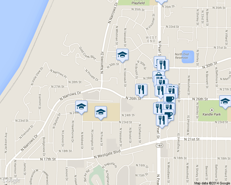 map of restaurants, bars, coffee shops, grocery stores, and more near in Tacoma