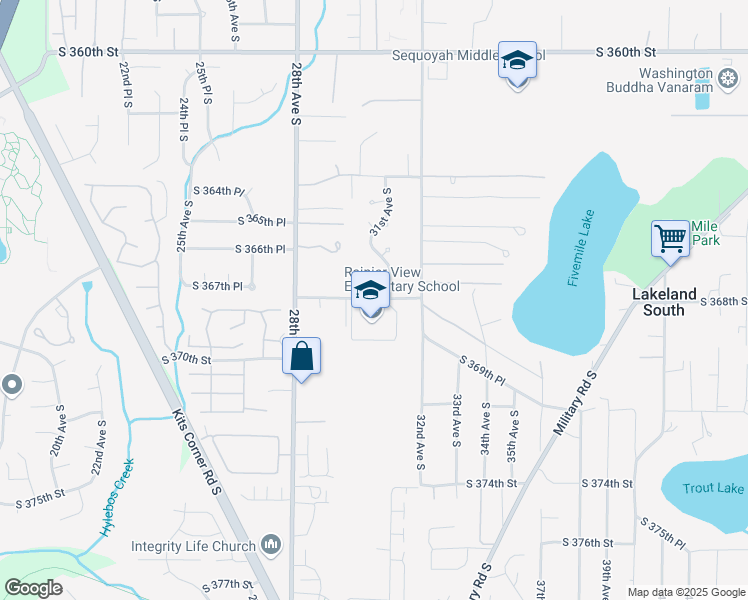 map of restaurants, bars, coffee shops, grocery stores, and more near 3015 South 368th Street in Federal Way