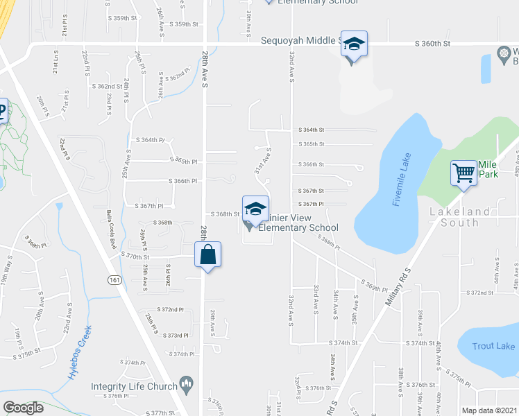 map of restaurants, bars, coffee shops, grocery stores, and more near 3006 South 367th Court in Federal Way