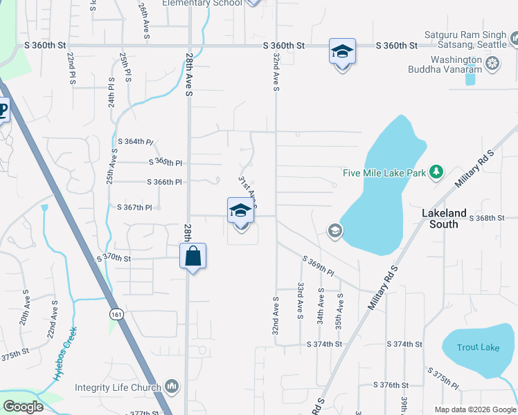 map of restaurants, bars, coffee shops, grocery stores, and more near 36622 31st Avenue South in Federal Way