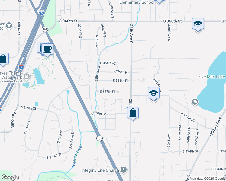 map of restaurants, bars, coffee shops, grocery stores, and more near 36629 26th Court South in Federal Way