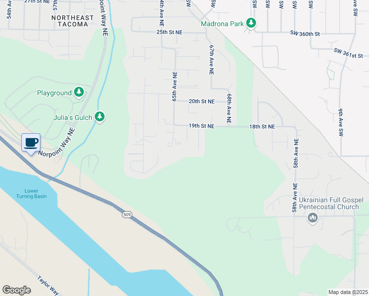 map of restaurants, bars, coffee shops, grocery stores, and more near in Tacoma