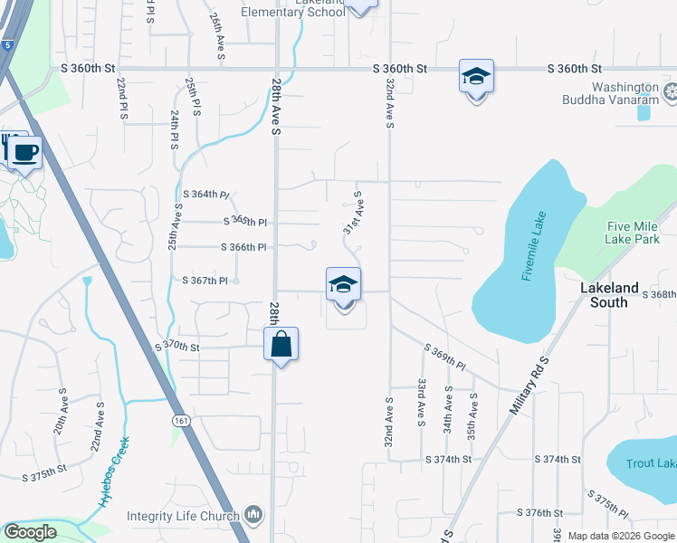 map of restaurants, bars, coffee shops, grocery stores, and more near 3006 South 367th Court in Federal Way