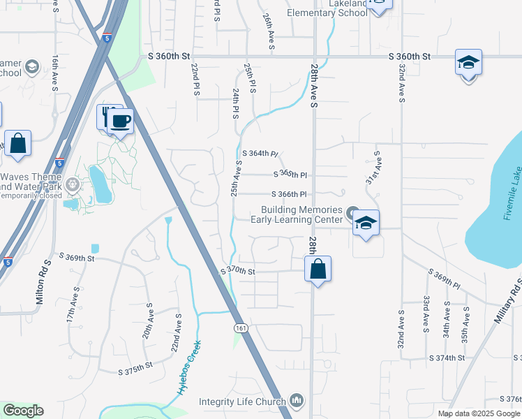 map of restaurants, bars, coffee shops, grocery stores, and more near 36629 26th Court South in Federal Way
