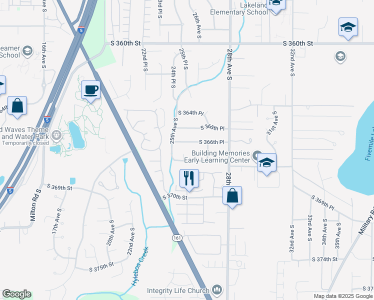 map of restaurants, bars, coffee shops, grocery stores, and more near 36629 26th Court South in Federal Way