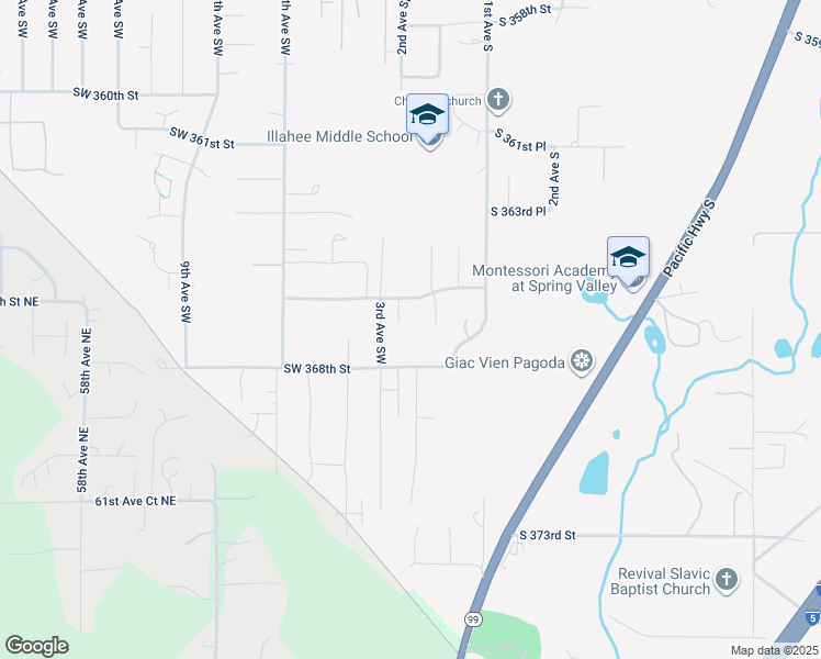 map of restaurants, bars, coffee shops, grocery stores, and more near 210 Southwest 368th Street in Federal Way