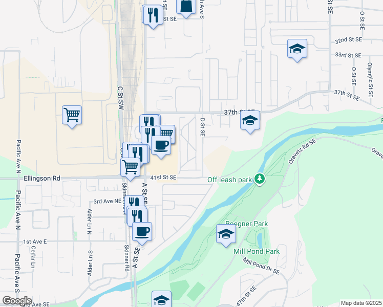 map of restaurants, bars, coffee shops, grocery stores, and more near in Auburn