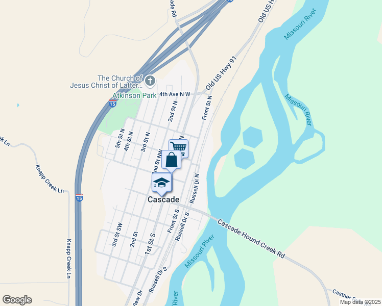 map of restaurants, bars, coffee shops, grocery stores, and more near 220 1st Street North in Cascade