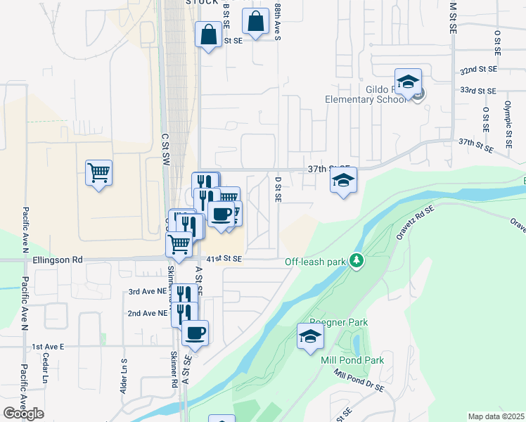 map of restaurants, bars, coffee shops, grocery stores, and more near in Auburn