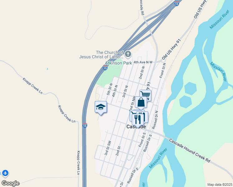 map of restaurants, bars, coffee shops, grocery stores, and more near 322 2nd Avenue North in Cascade