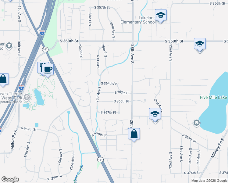map of restaurants, bars, coffee shops, grocery stores, and more near 2536 South 365th Place in Federal Way