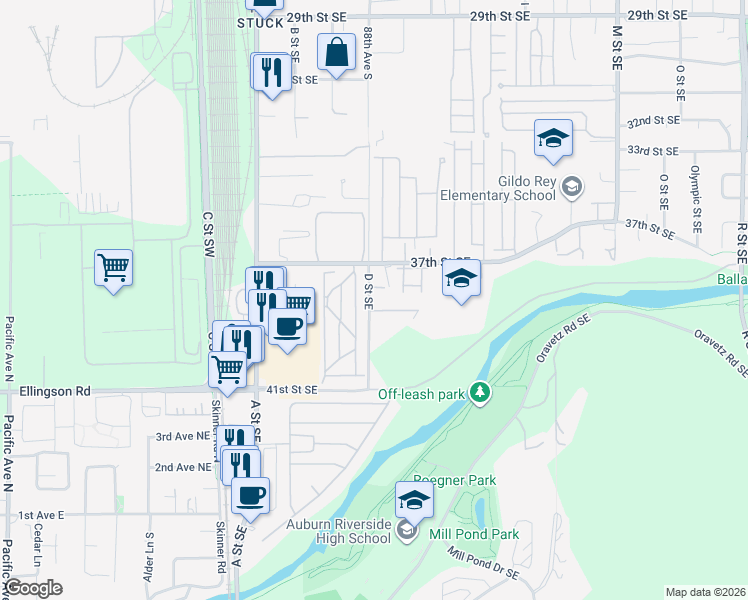 map of restaurants, bars, coffee shops, grocery stores, and more near in Auburn