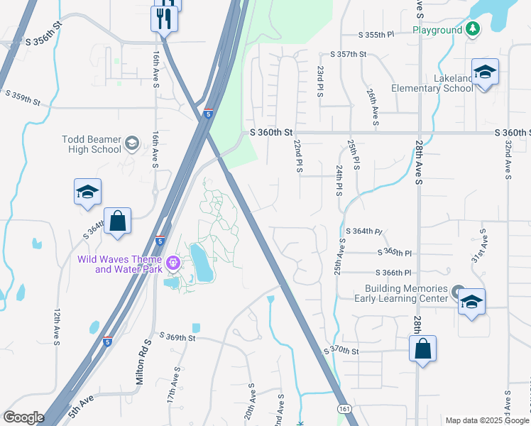 map of restaurants, bars, coffee shops, grocery stores, and more near 2031 South 363rd Street in Federal Way