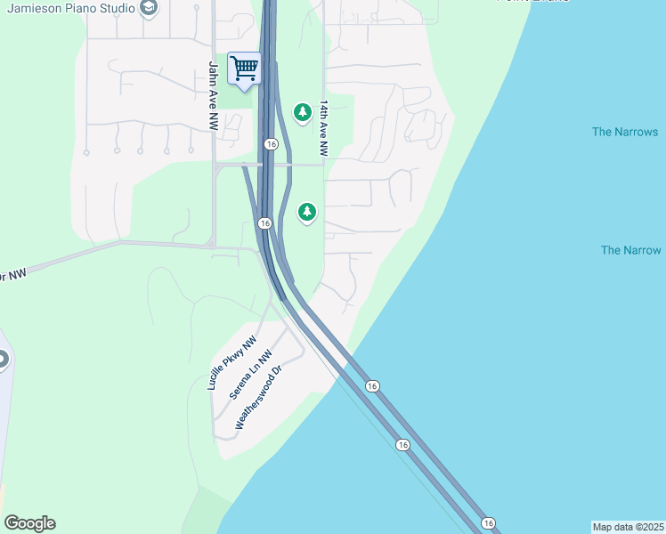 map of restaurants, bars, coffee shops, grocery stores, and more near 2017 Narrows View Circle Northwest in Gig Harbor