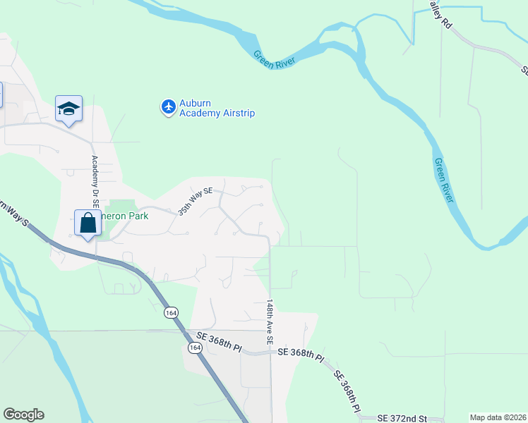 map of restaurants, bars, coffee shops, grocery stores, and more near 6314 36th Street Southeast in Auburn