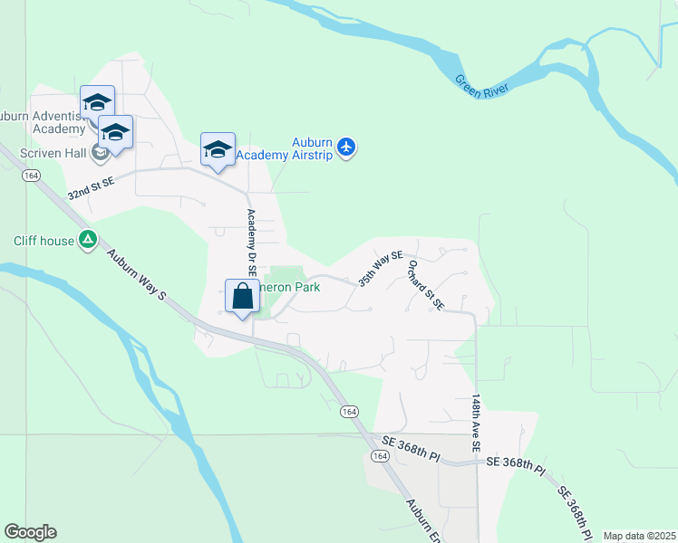 map of restaurants, bars, coffee shops, grocery stores, and more near 5825 35th Way Southeast in Auburn