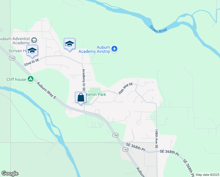 map of restaurants, bars, coffee shops, grocery stores, and more near 5825 35th Way Southeast in Auburn