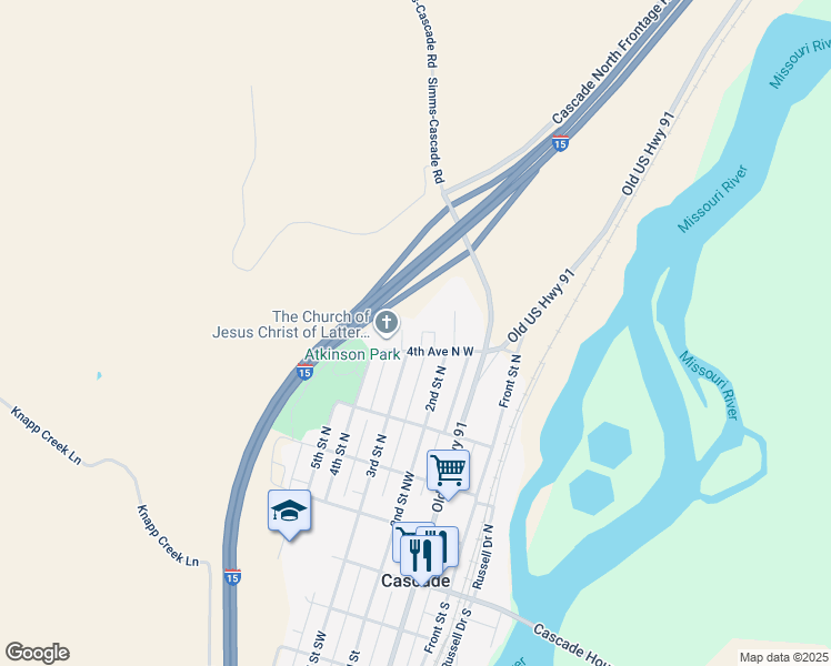 map of restaurants, bars, coffee shops, grocery stores, and more near in Cascade