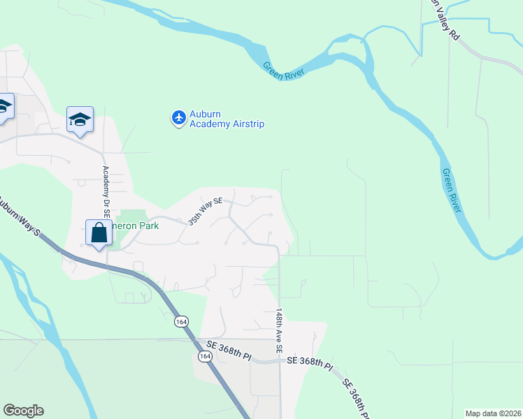 map of restaurants, bars, coffee shops, grocery stores, and more near 6314 36th Street Southeast in Auburn