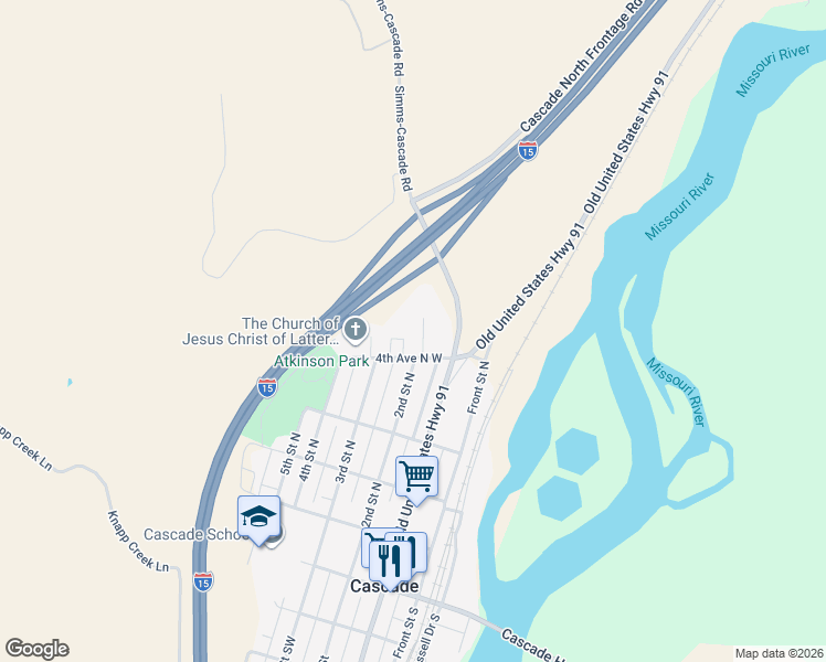 map of restaurants, bars, coffee shops, grocery stores, and more near in Cascade