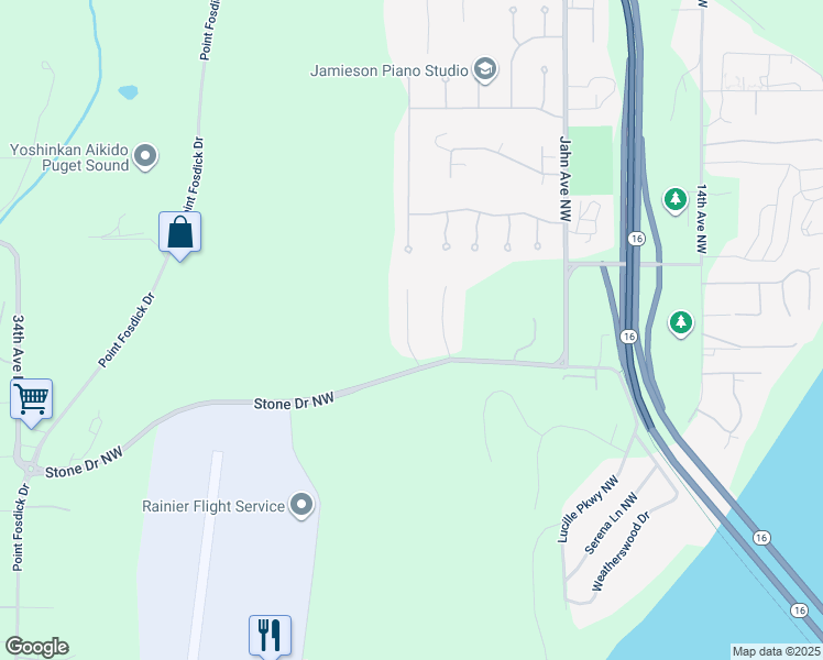 map of restaurants, bars, coffee shops, grocery stores, and more near 2210 22nd Avenue Court Northwest in Gig Harbor