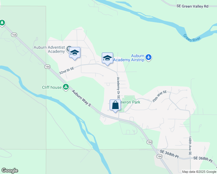 map of restaurants, bars, coffee shops, grocery stores, and more near 5548 34th Loop Southeast in Auburn