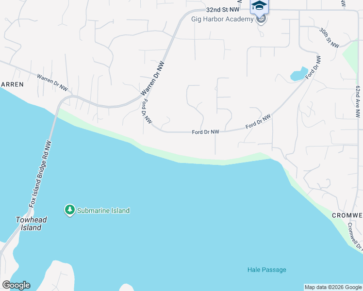 map of restaurants, bars, coffee shops, grocery stores, and more near 7324 Ford Drive Northwest in Gig Harbor