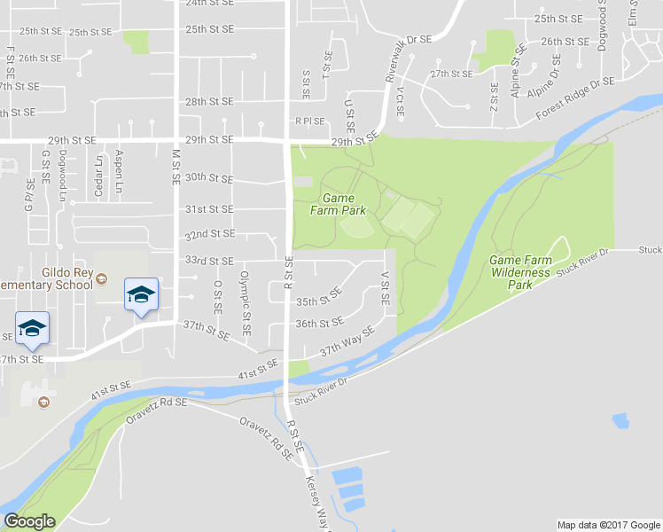 map of restaurants, bars, coffee shops, grocery stores, and more near 1718 33rd Street Southeast in Auburn