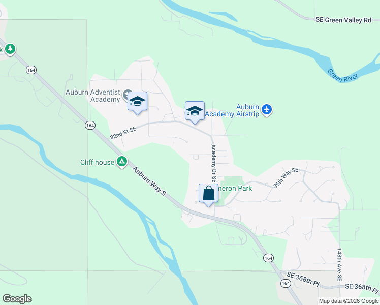map of restaurants, bars, coffee shops, grocery stores, and more near 5548 34th Loop Southeast in Auburn