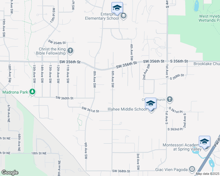 map of restaurants, bars, coffee shops, grocery stores, and more near 35811 6th Avenue Southwest in Federal Way