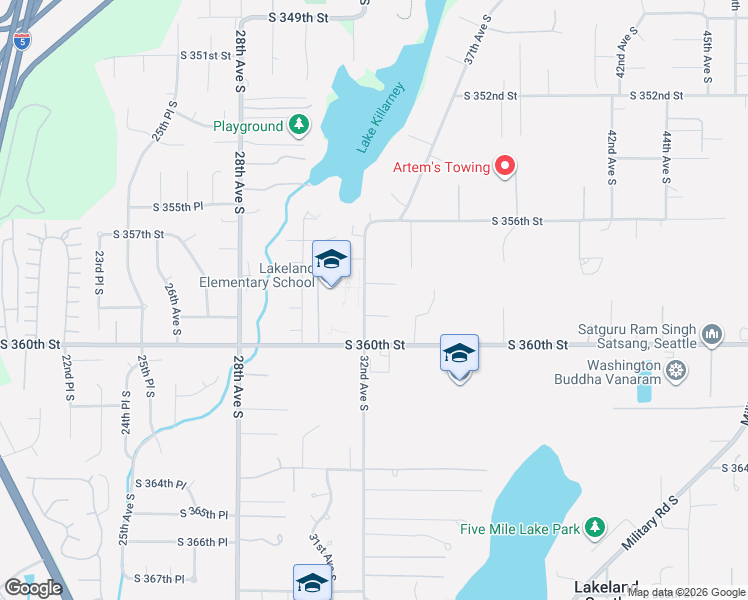 map of restaurants, bars, coffee shops, grocery stores, and more near 35828 32nd Avenue South in Auburn