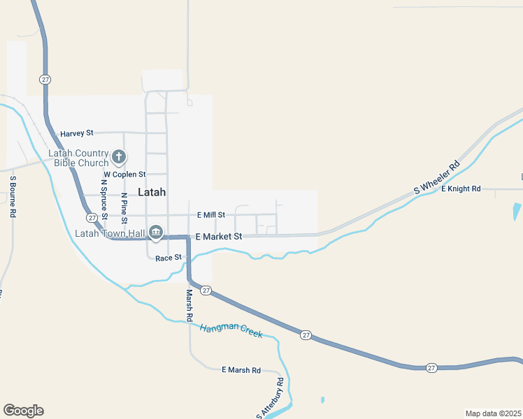 map of restaurants, bars, coffee shops, grocery stores, and more near 611 East Mill Street in Latah