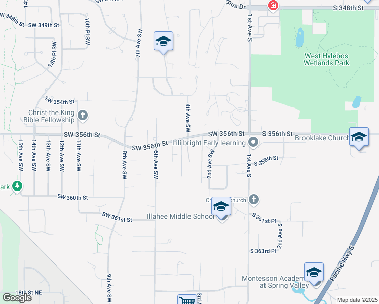 map of restaurants, bars, coffee shops, grocery stores, and more near 35622 4th Avenue Southwest in Federal Way