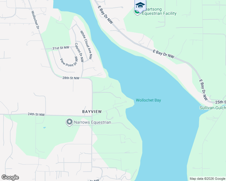 map of restaurants, bars, coffee shops, grocery stores, and more near 2703 48th Avenue Northwest in Gig Harbor