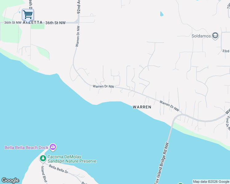map of restaurants, bars, coffee shops, grocery stores, and more near 8806 Warren Drive Northwest in Gig Harbor