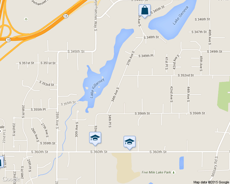 map of restaurants, bars, coffee shops, grocery stores, and more near 35260 34th Avenue South in Auburn
