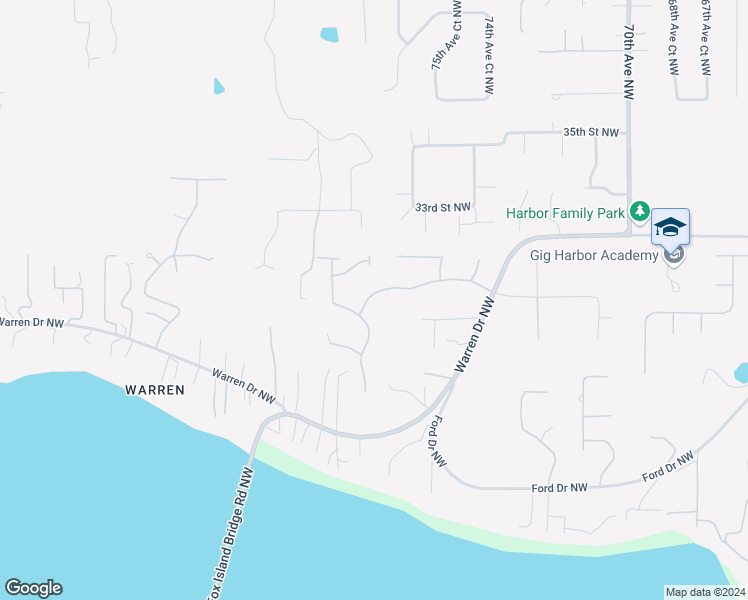 map of restaurants, bars, coffee shops, grocery stores, and more near 2921 78th Avenue Court Northwest in Gig Harbor