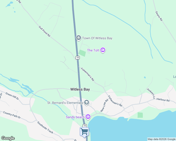 map of restaurants, bars, coffee shops, grocery stores, and more near 15 Fisherman's Road in Witless Bay