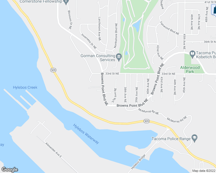 map of restaurants, bars, coffee shops, grocery stores, and more near 1311 Browns Point Boulevard Northeast in Tacoma