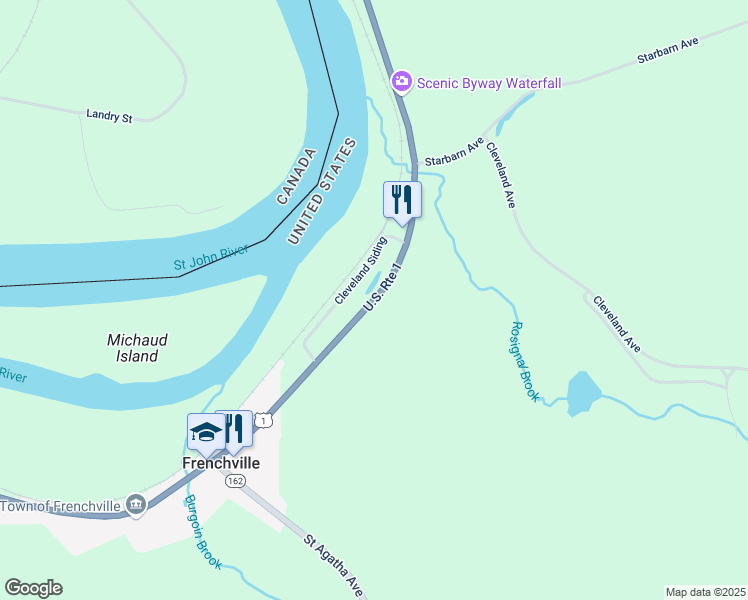 map of restaurants, bars, coffee shops, grocery stores, and more near 243 U.S. 1 in Frenchville
