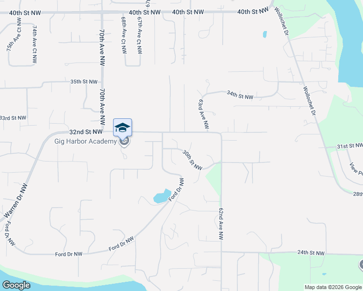 map of restaurants, bars, coffee shops, grocery stores, and more near 3005 65th Avenue Northwest in Gig Harbor